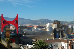 The Red Arches and the Guggenheim with Mt Artxanda in the background