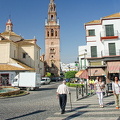 The imposing tower of the Church of San Pedro