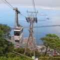 A cable car riding down to the port
