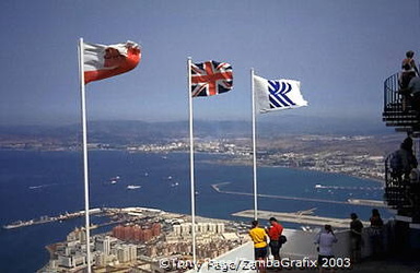 Flags of Gibraltar and Britain