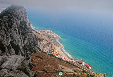 View down to the foot of the Rock of Gibraltar
