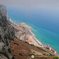 View down to the foot of the Rock of Gibraltar