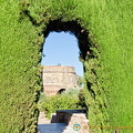 Looking through one of the thick hedges at the Alhambra