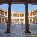 Palace of Charles V:  This is lower level circular courtyard is intended to reflect a Roman-like architecture