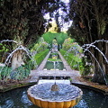 Generalife Lower Garden:  A fountain and pool amongst the conifer hedges