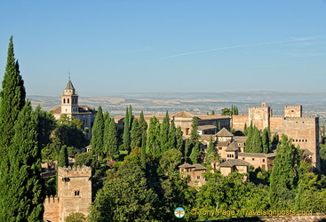 Generalife: View of the Alhambra palace