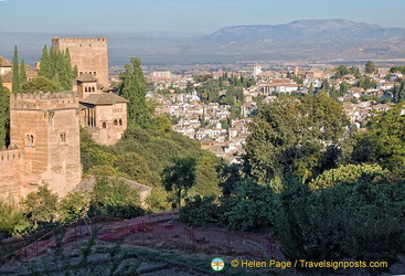 View of the Alhambra towers and Albaicin