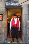 A welcoming doorman at this restaurant