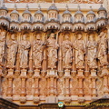 Montserrat Basilica facade with sculptures of Christ and the apostles