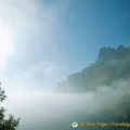 Montserrat is over 1,000 m high so here we are travelling through the clouds