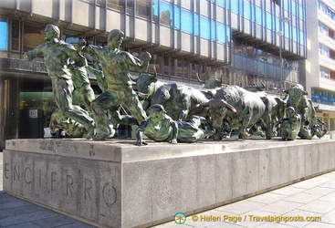 Encierro - a Pamplona sculpture depicting the Running of the Bulls