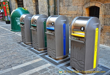 Color-coded waste bins
