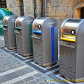 Color-coded waste bins