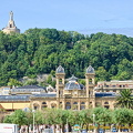 San Sebastian City Hall with the Monument to the Sacred Heart on Mount Urgull