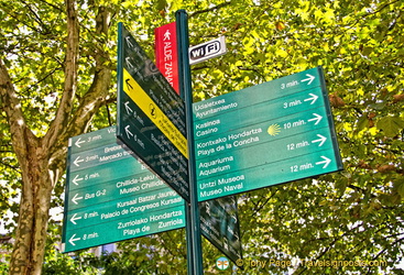 San Sebastian tourist attractions signpost