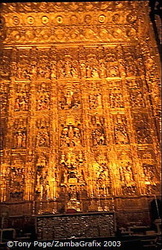 Elaborate wooden carving of the altar