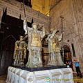 Christopher Columbus' coffin is carried by bearers representing the kingdoms of Castile, Aragon, Leon and Navarra