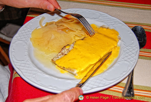 This is our fish dinner - the sauce glows!