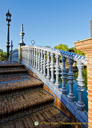 Elaborate tilework forming the railing of the bridges