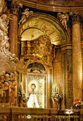 Basilica del Pilar:  This wooden statue of Nuestra Señora del Pilar is only 38 cm tall