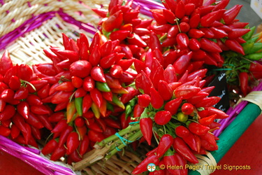 Bunches of red chilli
