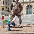 This gorilla in front of the Town Hall is the source of much amusement 