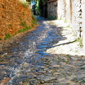Spring water gushing down Cumalikizik's main street