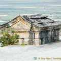 Sarcophagus submerged in a travertine pool