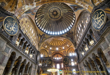 There are 8 wooden circular panes in Hagia Sophia