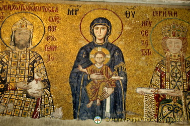 Mosaic of the Virgin and child flanked by Emperor John II Comnenus and Empress Irene