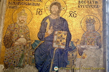 Mosaic of Empress Zoe & Constantine IX with Christ in the middle