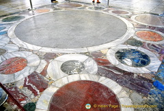This group of circular marble slabs is the Omphalion. The large central slab is where the coronation of Byzantine emperors took place.