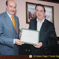 Mr. Colpan getting his Tourism award from the President of Turkey