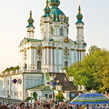 St Andrew's Church and Flea Market, Andriyivsky uzviz (St Andrew's Descent), Kyiv (Kiev)