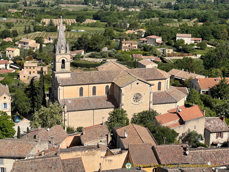 View of Bonnieux new church and village 