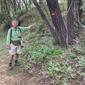 Tony points to the red and yellow GR waymarker