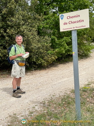 Tony's happy to reach Chemin de Chacotin, Roussillon