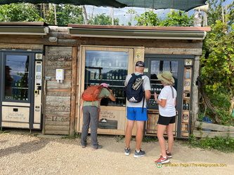 Hikers buying food and drinks