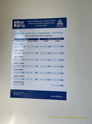 Ferry timetable and cost
