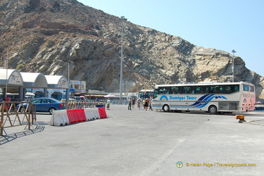Tour buses at Santorini-Port 