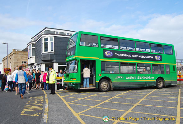 Western Greyhound bus at the top of the station