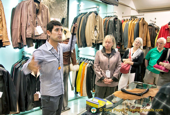 A leather presentation at Peruzzi