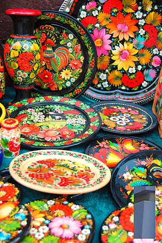 St Andrew's Church and Flea Market, Andriyivsky uzviz (St Andrew's Descent), Kyiv (Kiev)