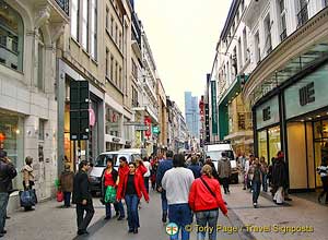 A busy Brussels shopping street