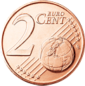 2 cent coin (front)